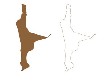 Penguen Adası (Batı Avustralya, Avustralya Cumhuriyeti, Hint Okyanusu) harita vektör çizimi, çizim çizimi Penguen haritası