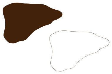 Aua Adası (Yeni Gine, Pasifik Okyanusu, Bismarck Takımadaları, Batı Adaları) harita vektör çizimi, karalama çizimi Aua haritası