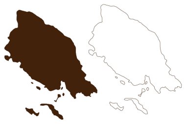 Mussau Adası (Yeni Gine, Pasifik Okyanusu, Bismarck Takımadaları, St Matthias Adaları) harita vektör çizimi, karalama çizimi Mussau, Eloaua ve Emananus haritası