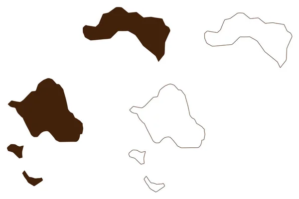 Tanga Inseln Neuguinea Pazifischer Ozean Bismarck Archipel Kartenvektorillustration Kritzelskizze Boang — Stockvektor