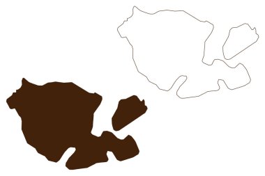 Vanikoro Adası (Solomon Adaları, Pasifik Okyanusu, Santa Cruz Adaları) harita vektör çizimi, çizim Banie ve Teanu haritası