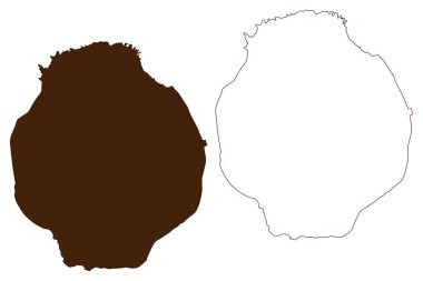 Alamagan Adası (Kuzey Mariana Adaları Eyaleti, Pasifik Okyanusu, Amerika Birleşik Devletleri) harita vektör çizimi, çizim Alamagan haritası