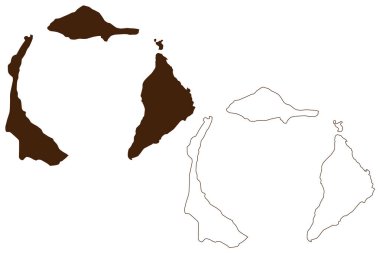 Maug veya Ma 'ok Adaları (Kuzey Mariana Adaları Eyaleti, Pasifik Okyanusu, Amerika Birleşik Devletleri) harita vektör çizimi, kuzey, doğu ve batı Maug haritası