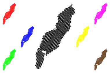 Andoya adası (Norveç Krallığı, Vesteralen takımadası) harita vektör çizimi, çizim Andoya haritası