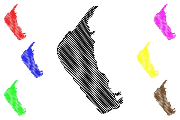 Ilha Amrum República Federal Alemanha Ilhas Frisas Norte Mapa Ilustração —  Vetores de Stock