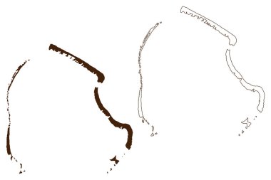 Manuae adası (Fransa, Fransa Cumhuriyeti, Pasifik Okyanusu, Society Adaları Takımadaları, Fransız Polinezyası) harita vektör çizimi, karalama çizimi Manua 'e veya Scilly haritası