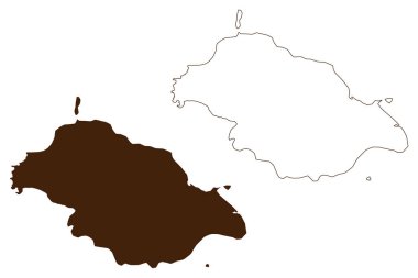 Pitcairn Adası (Birleşik Krallık İngiltere ve Kuzey İrlanda, Pasifik Okyanusu, Pitcairn Adaları Takımadaları, İngiltere, Britanya Denizaşırı Toprakları) harita vektör çizimi, çizim haritası