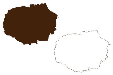 Santa Cruz Adası (Ekvador Cumhuriyeti, Pasifik Okyanusu, Latin veya Güney Amerika, Galapagos Adaları, Archipielago de Colon) harita vektör çizimi, karalama çizimi Isla Indefatigable harita