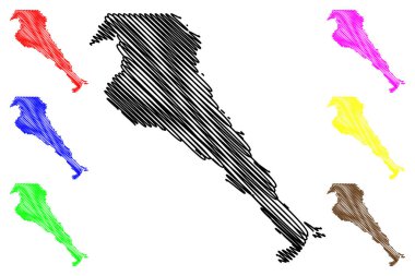 Urucara Belediyesi (Amazonas State, Brazil Belediyeleri, Federatif Brezilya Cumhuriyeti) harita vektör çizimi, karalama çizimi Urucara haritası