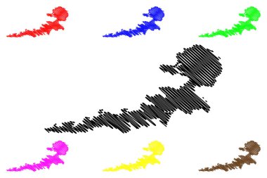 Atka Adası (Amerika Birleşik Devletleri, Kuzey Amerika, Alaska, ABD, ABD, Aleutian Adaları) harita vektör çizimi, karalama haritası Atka haritası