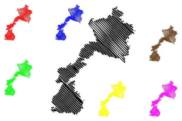 Isla Asinara Cerdeña República Italiana Italia Mapa Vector Ilustración Boceto — Vector de stock
