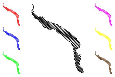 Dolgy Adası (Rusya, Rusya Federasyonu, Pechora Denizi) harita vektör çizimi, çizim Long Island haritası