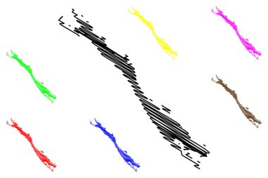 Dugi Otok Adası (Hırvatistan Cumhuriyeti, Dalmaçyalı Archipielago, Adriyatik Denizi) harita vektör çizimi, çizim çizimi Dugi Otok haritası