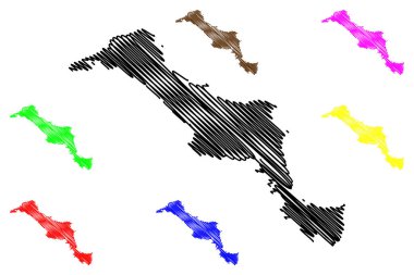 Euboea adası (Yunanistan, Yunanistan, Yunanistan Cumhuriyeti, Ege Adaları) harita vektör çizimi, çizim Evia haritası