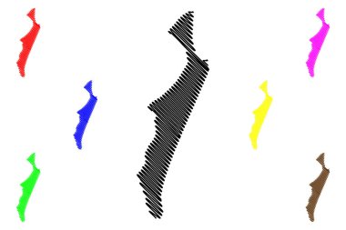 Fraser Adası (Queensland, Avustralya Cumhuriyeti) harita vektör çizimi, çizim K 'gari veya Gari haritası