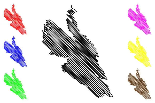 Ilha Fosnoyna Reino Noruega Mapa Ilustração Vetorial Esboço Rabiscos Mapa —  Vetores de Stock