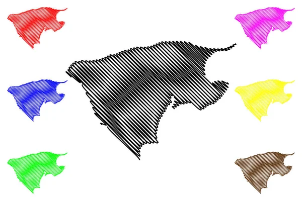 Wyspa Fuur Królestwo Danii Mapa Wektor Ilustracja Skecz Bazgroły Fuur — Wektor stockowy