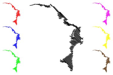 Abaco Adaları (Bahamalar Eyaleti, Orta Amerika) harita vektör çizimi, çizim taslağı Büyük ve Küçük Abaco haritası