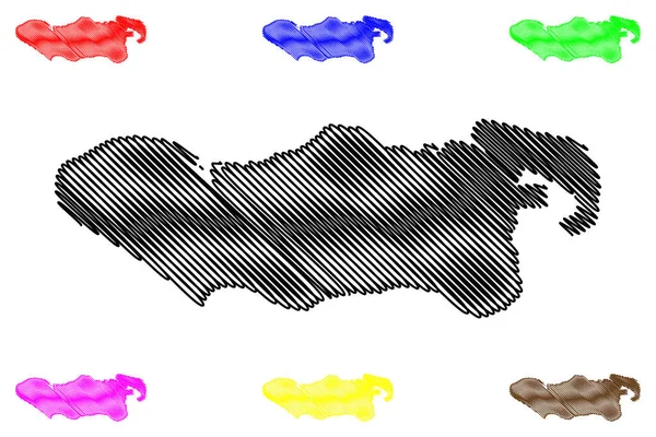 Île Lagos République Fédérale Nigeria Illustration Vectorielle Carte Croquis Croquis — Image vectorielle