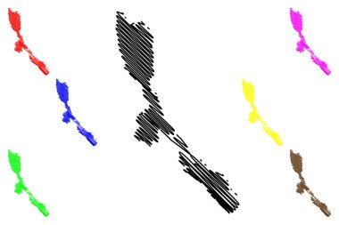 Losinj Adası (Hırvatistan Cumhuriyeti, Dalmaçya Archipielago, Adriyatik Denizi) harita vektör çizimi, çizim haritası