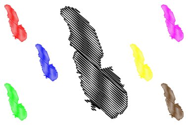 Lougheed Adası (Kanada, Nunavut Bölgesi, Kuzey Amerika) harita vektör çizimi, çizim çizimi Lougheed haritası