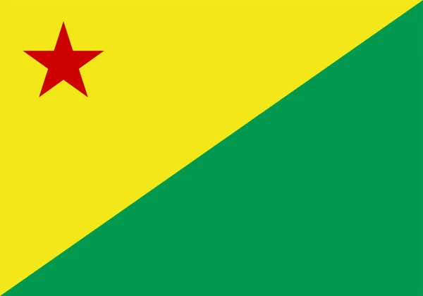 巴西联邦共和国 Acre State 国旗的矩形被斜角分开 左上角是黄色 左下角是红星 右下角是绿色 — 图库矢量图片
