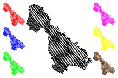 Malakula adası (Yeni Hebrides Takımadası, Vanuatu Cumhuriyeti, Melanezya) harita vektör çizimi, karalama çizimi, Malekula haritası