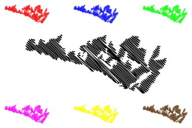 Manitoulin Adası (Kanada, Ontario Eyaleti, Kuzey Amerika, Huron Gölü) harita vektör çizimi, Manitoulin haritası