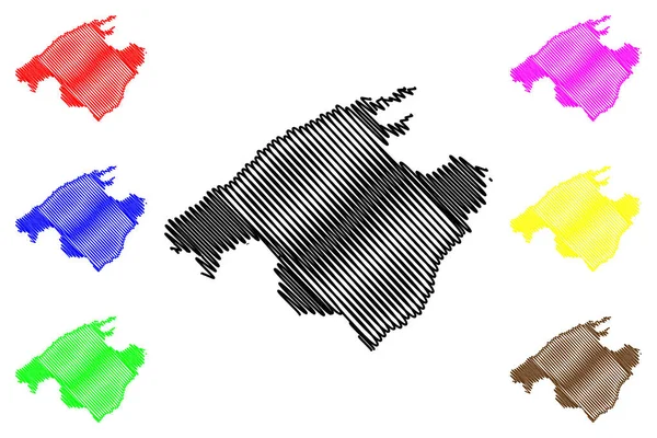 Карта Острова Майорка Королевство Испания Балеарские Острова Карта Майорки — стоковый вектор