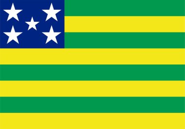 Goias Eyaleti bayrağı (Brezilya Federatif Cumhuriyeti) dört yeşil ve dört sarı şerit. Mavi dikdörtgen sol üstte beş beyaz yıldız, her iki tarafta dört ve ortada bir yıldız var.