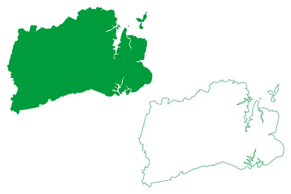 卡马穆市 巴伊亚州 巴西市 巴西联邦共和国 地图矢量图解 速写卡马穆图 — 图库矢量图片