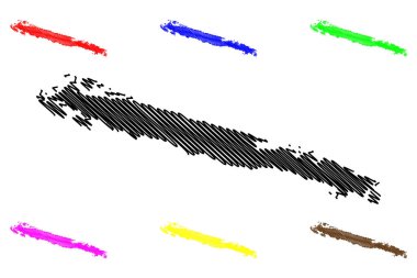 Mljet Adası (Hırvatistan Cumhuriyeti, Dalmaçya Archipielago, Adriyatik Denizi) harita vektör çizimi, çizim Mljet haritası