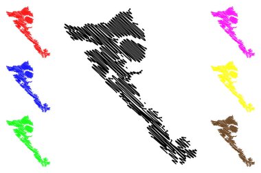 Moresby Adası (Kanada, Britanya Kolombiya Eyaleti, Kuzey Amerika, Haida Gwaii Takımadası) harita çizimi, çizim çizimi Moresby haritası