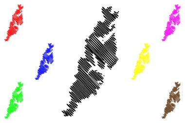 Moskenesoya adası (Norveç Krallığı, Lofoten Takımadası) harita vektör çizimi, çizim çizimi Moskenesoya haritası