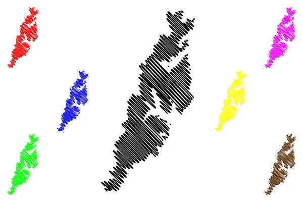 モスケネソヤ島 ノルウェー王国 ロフトテン諸島 地図ベクトル図 スケンブルスケッチモスケネソヤ地図 — ストックベクタ