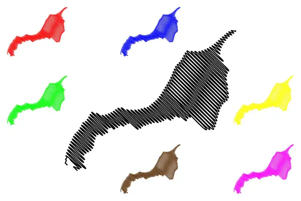 Isla Jutlandia Del Norte Reino Dinamarca Mapa Vector Ilustración Boceto — Vector de stock