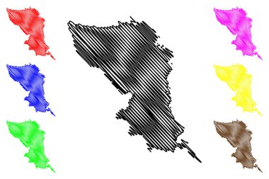 Samar Adası (Güneydoğu Asya, Filipinler Cumhuriyeti, Visayan Adaları veya takımada) harita vektör çizimi, çizim Samar haritası