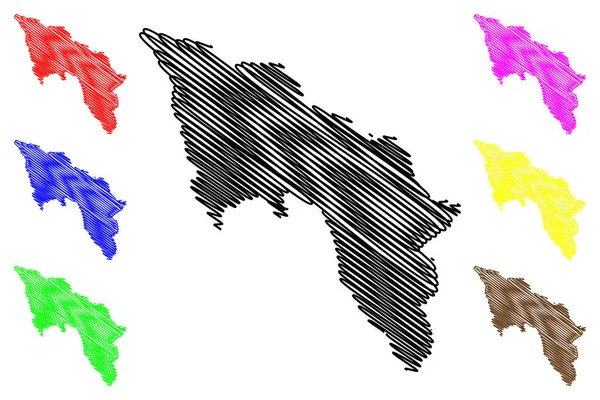 Île Sandoy Royaume Danemark Îles Féroé Illustration Vectorielle Carte Croquis — Image vectorielle