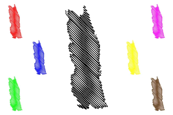 Sandoyna Island 노르웨이 Vector Illustration Scribble Sketch Sandoya Map — 스톡 벡터