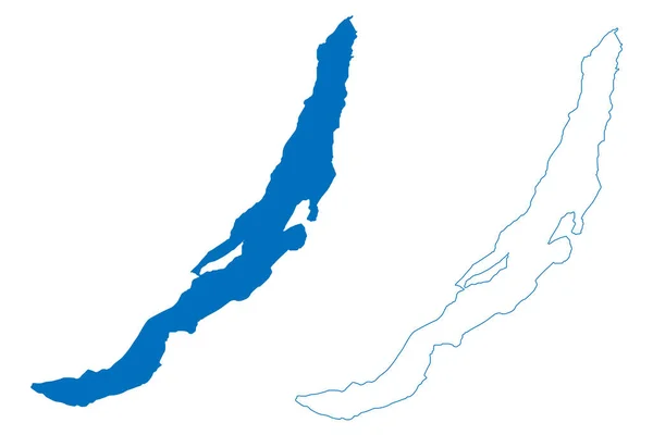 Lake Baikal Russia Russian Federation Siberia Map Vector Illustration Scribble — Stockvector
