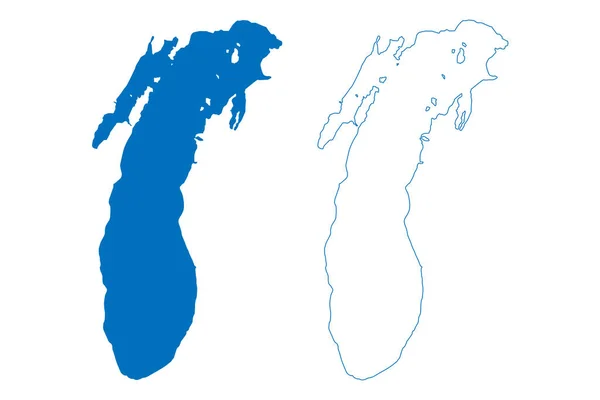 Lake Michigan United States North America Great Lakes Map Vector — Vettoriale Stock