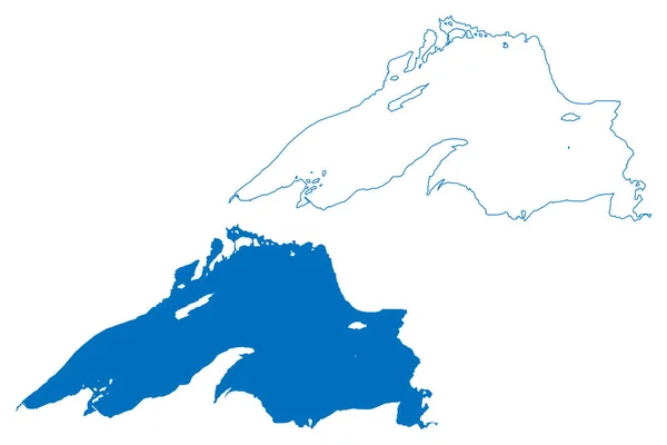 Lake Superior Canada United States North America Great Lakes Map — Vettoriale Stock
