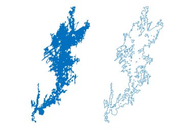 Lake Reindeer (Canada, North America) map vector illustration, scribble sketch map