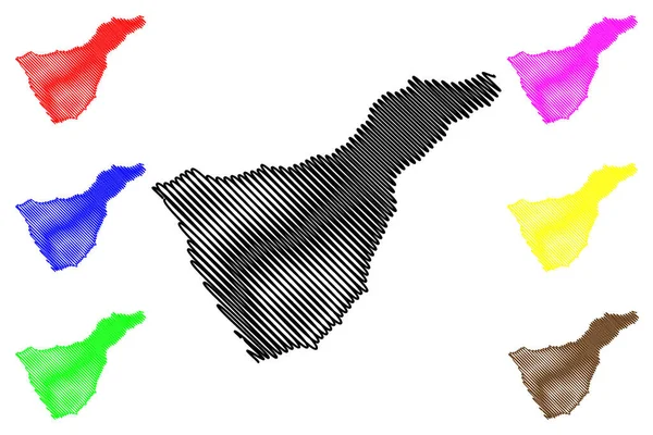 Tenerife Island Kingdom Spain Canary Islands Map Vector Illustration Scribble — 图库矢量图片