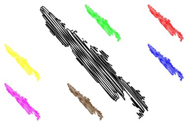 Ugljan adası (Hırvatistan Cumhuriyeti, Adriyatik Denizi, Zadar Takımadası) harita vektör çizimi, çizim Ugljan haritası