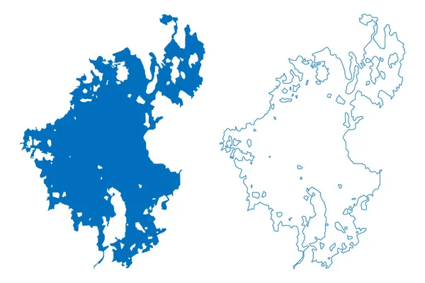 Lake Dubawnt Canada North America Map Vector Illustration Scribble Sketch — Stock vektor