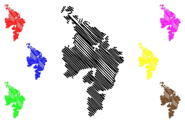 Isla Vardo República Finlandia Islas Aland Mapa Vector Ilustración Garabato — Vector de stock