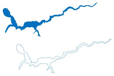 Lake Sarez (Republic of Tajikistan) map vector illustration, scribble sketch map