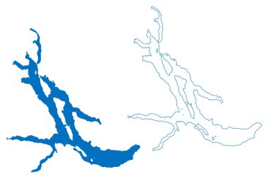 Lake Nahuel Huapi (South America, Argentine Republic, Argentina) map vector illustration, scribble sketch Lago Nahuel Huapi map