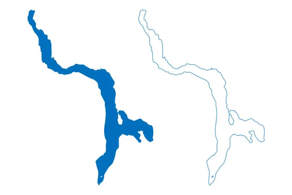 Lake Hauroko New Zealand South Island Map Vector Illustration Scribble — Vetor de Stock